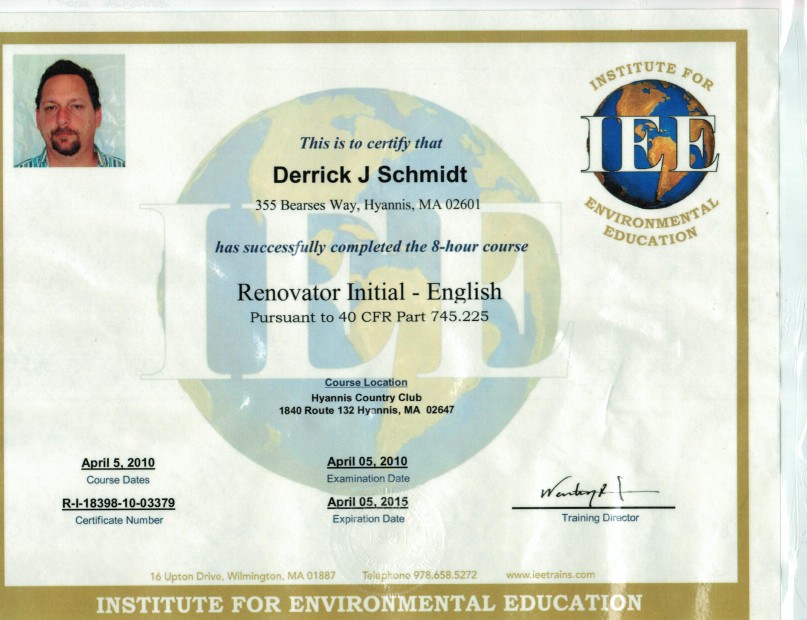 EPA Renovator Initial Certifcate