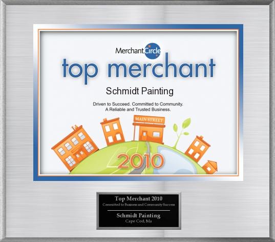 Cape Cod painting companies shows their top merchant award for 2010